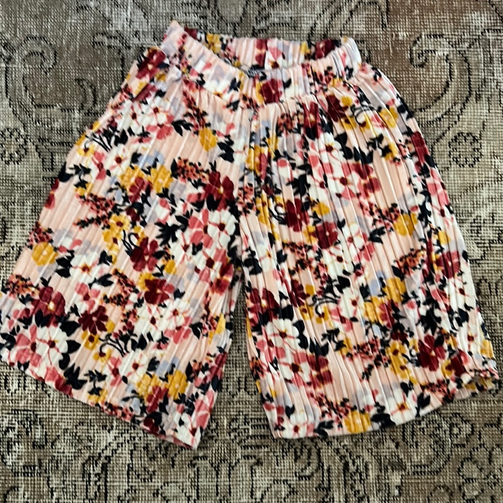 Janie And Jack Velvet Floral Pleated Wide Leg Pant